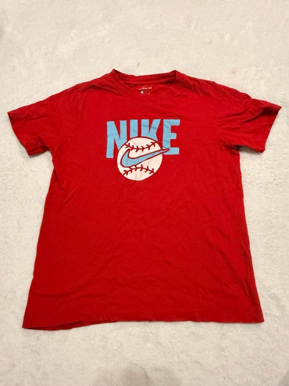 Nike Baseball Swoosh Graphic T-Shirt Red Youth Large